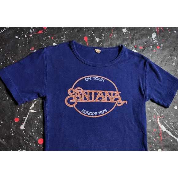 Vintage 1970s Carlos Santana graphic 1978 European tour concert band tee size M - Picture 3 of 8